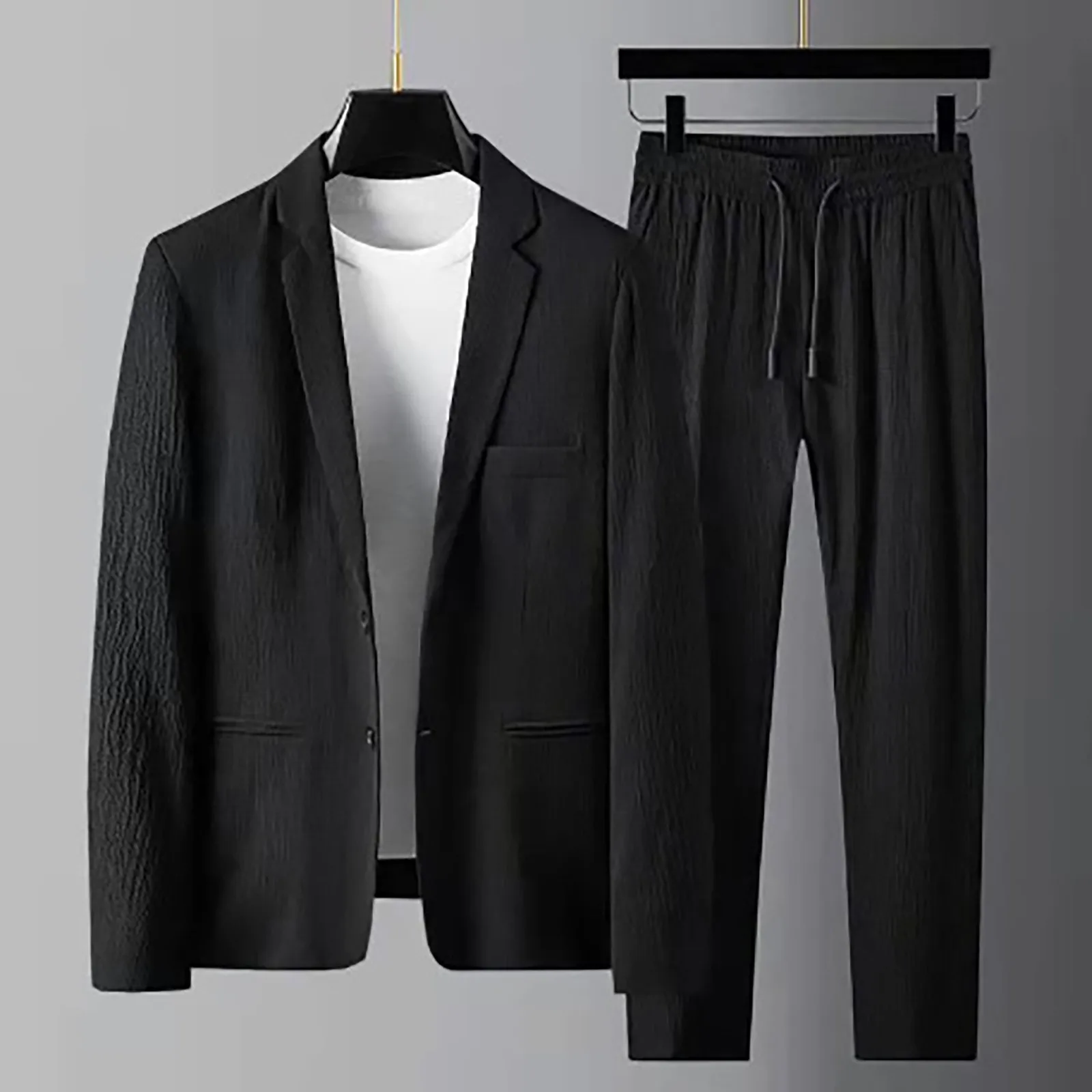 

Мужские костюмы Slim Fit 3-х предметный мужской костюм из двух предметов с лацканами, деловой брючный костюм с длинными рукавами, облегающий мужской охотничий дождевик