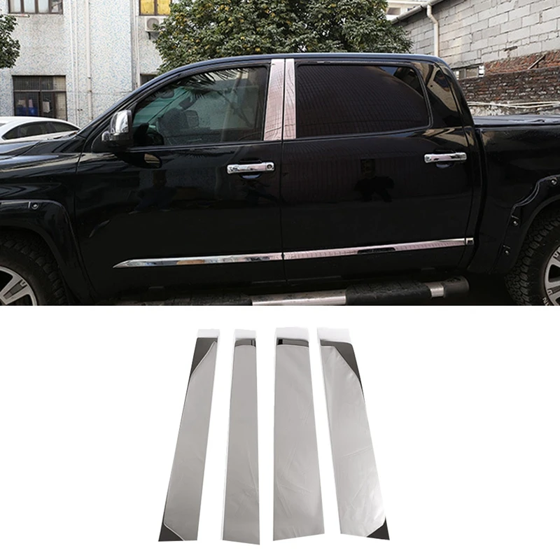 4Pcs Set Chrome Window Door Pillar Posts Molding Protector Cover Trim For Toyota - 2014-2020 Stainless Steel