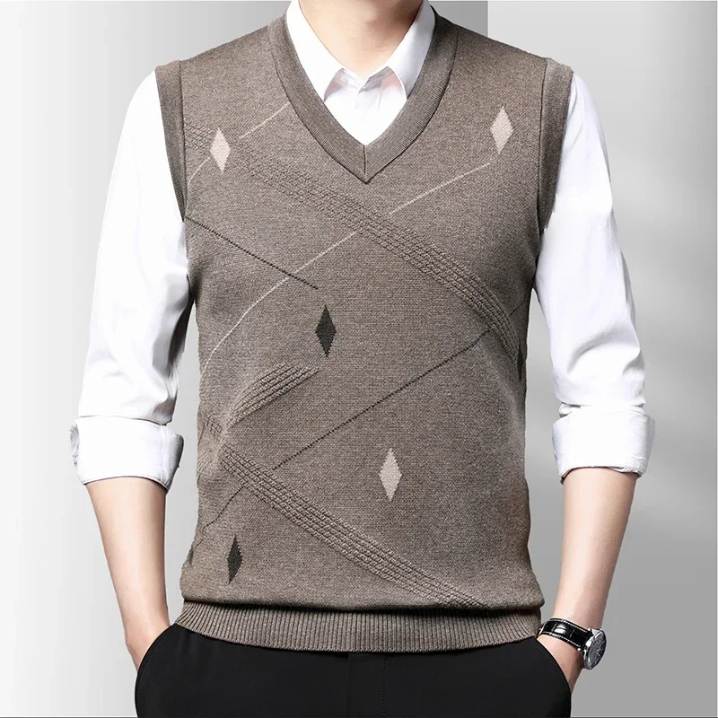 Men's Thickened Casual Sweater Tank Top Autumn and Winter Warm Men's Vest