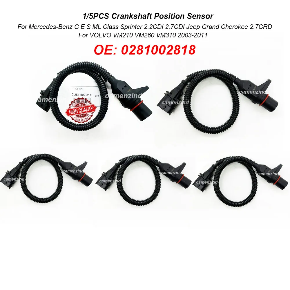 Sensor de Posição do Virabrequim 0281002818 (1/5 Peças) para Volvo VM210 VM260 VM310 2003-2011 e Chevrolet Blazer S10 Colorado