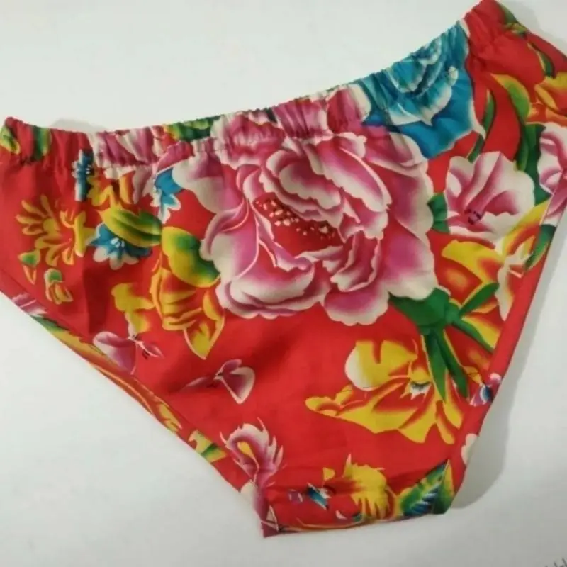 

Men Women Large Flower Retro Sexy High Waist Underwear Plus Size Cotton Erotic Panties Comfortable Breathable Briefs Costumes