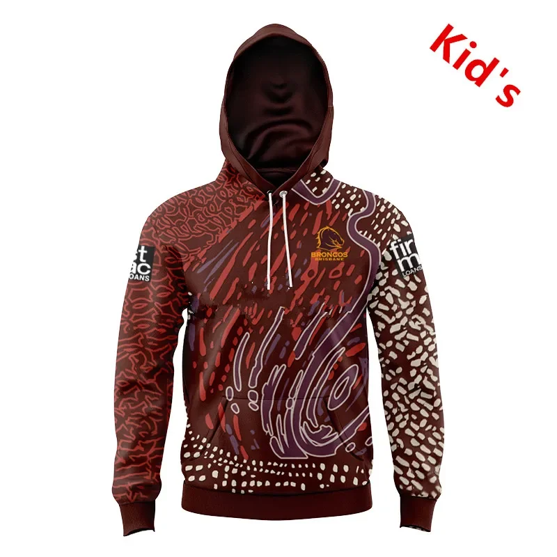 

2024 BRISBANE BRONCOS INDIGENOUS YOUTH TRAINING RUGBY Hooded JERSEY TODDLER Kids size 16--26 ( Print name and number )