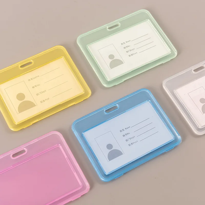 

Solid Color Plastic ID Tag Name Bedge Holder Double Sided Translucent Pass Employee's Work Card Holder Working Permit Case Cover