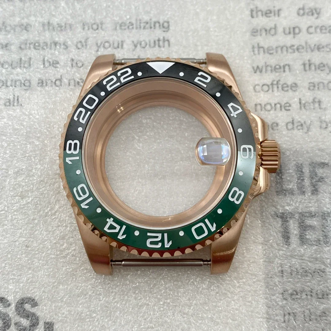 40mm Stainless Steel Solid Bottom Rose Gold Case Substitute Submariner Case Sapphire Glass Suitable for NH35/36 Eta2824 Movement