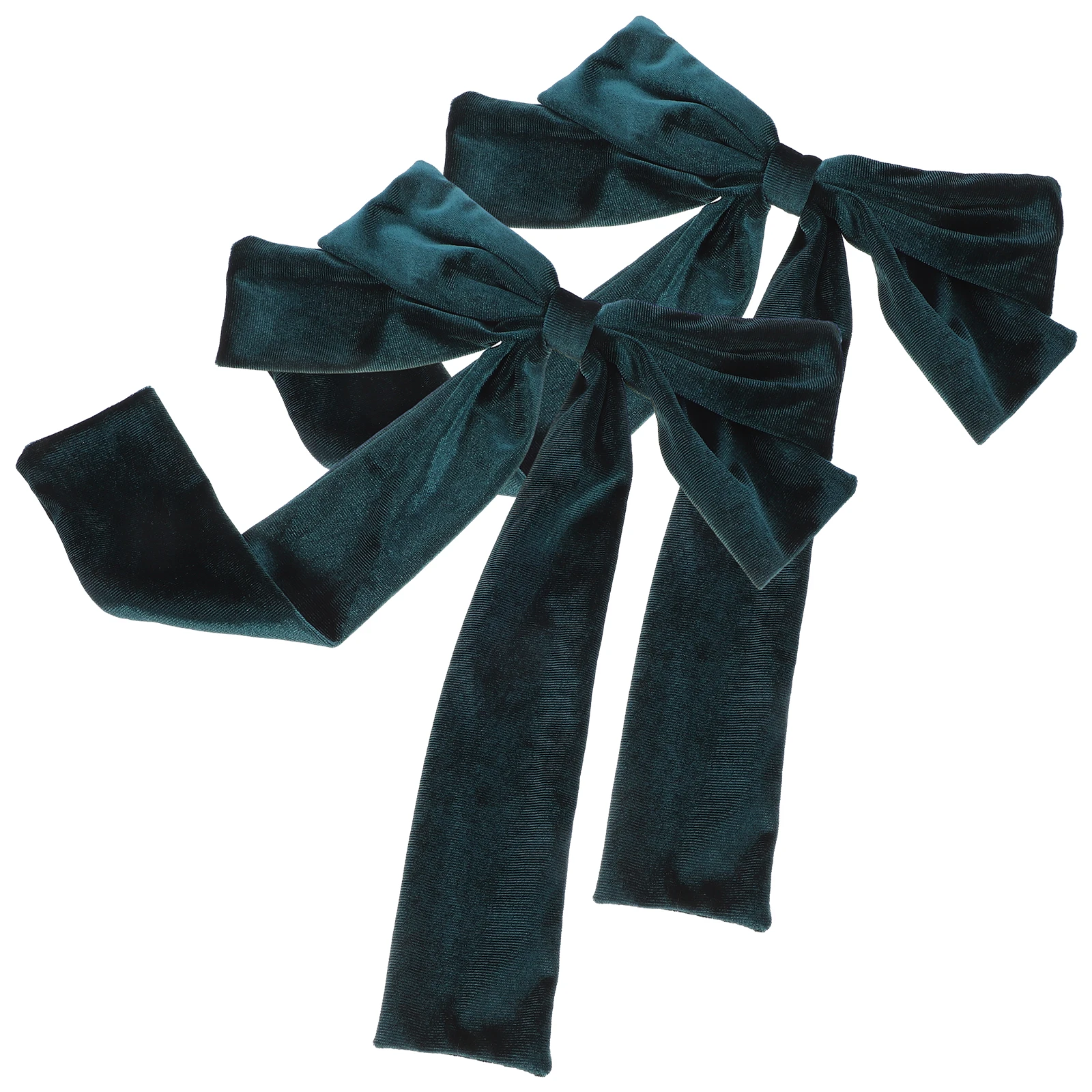 

2 Pcs Hair Clips Women Accessories for Small Bow Silky Green Fabric Miss
