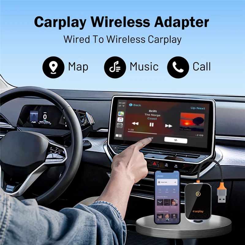 

Изысканный беспроводной адаптер Carplay для Iphone, Carplay 5,8 ГГц преобразует проводной в беспроводной AI-коробку, Plug & Play, подходит для автомобилей с 20
