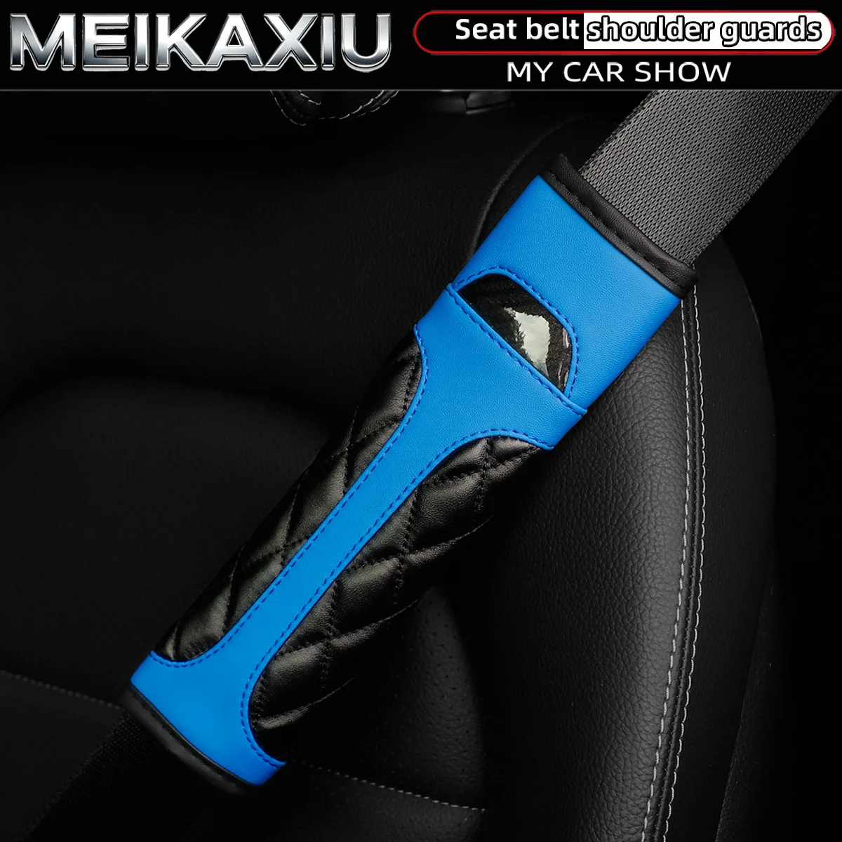 Schulterbezüge für Damen, Sicherheitsgurt-Dekorationen, Autozubehör-Set, Kristall-Kohlefaser, PU-Leder, Auto-Innenraum, 2 Sets – Detail 7