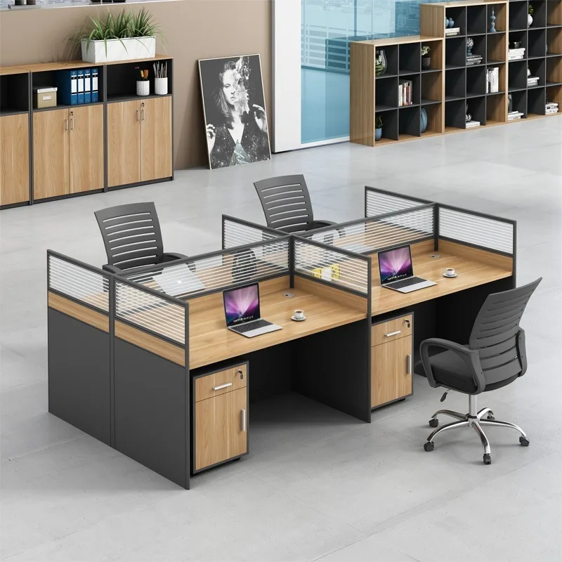Screen Office Desk And Chair Combination Simple Modern 4/6 Staff Work Desk Finance Office Computer Desk