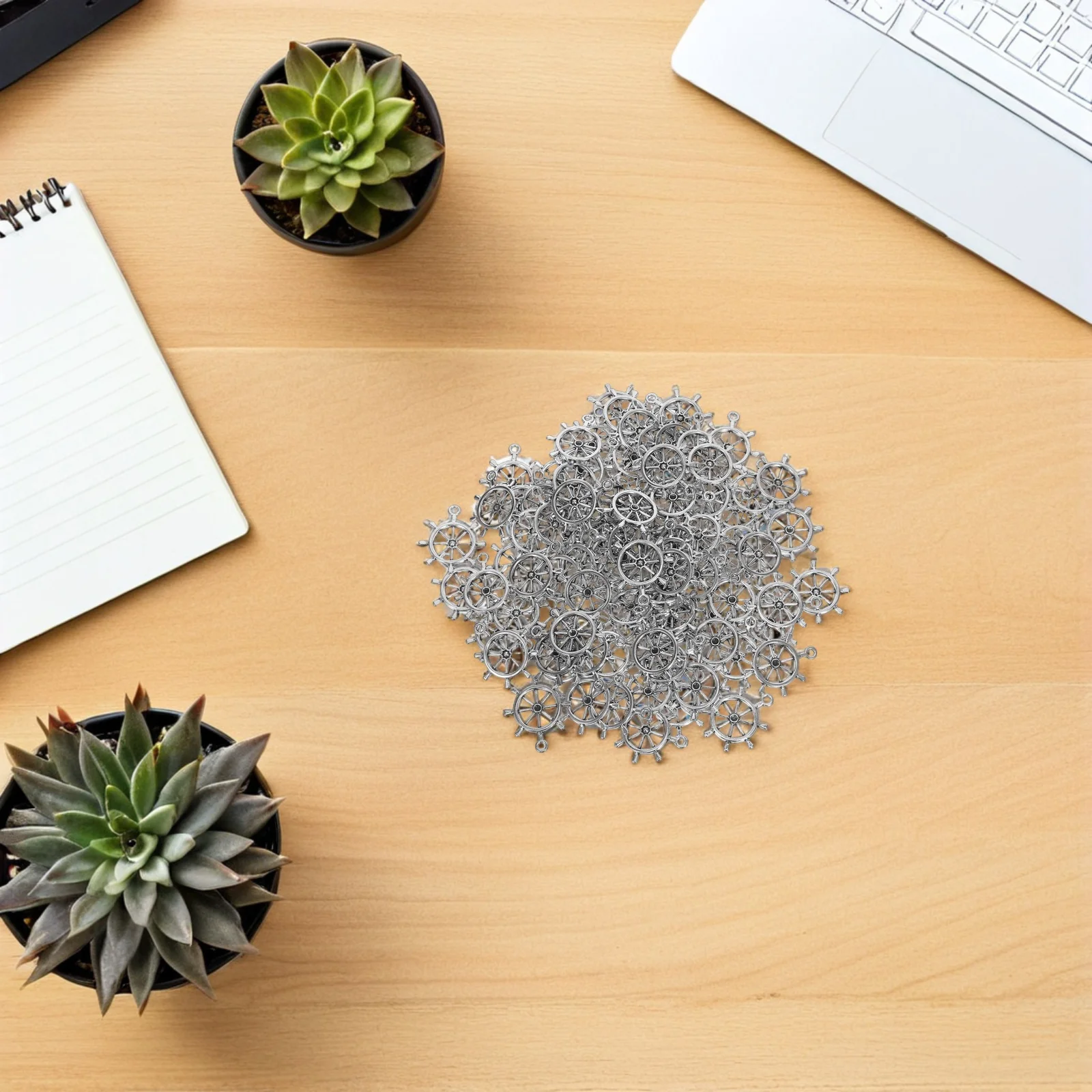 

100Pcs Vintage Nautical Anchor Wheel Charms Pendant Alloy DIY Jewelry Making Accessories Craft for Bracelets Necklaces Keychains