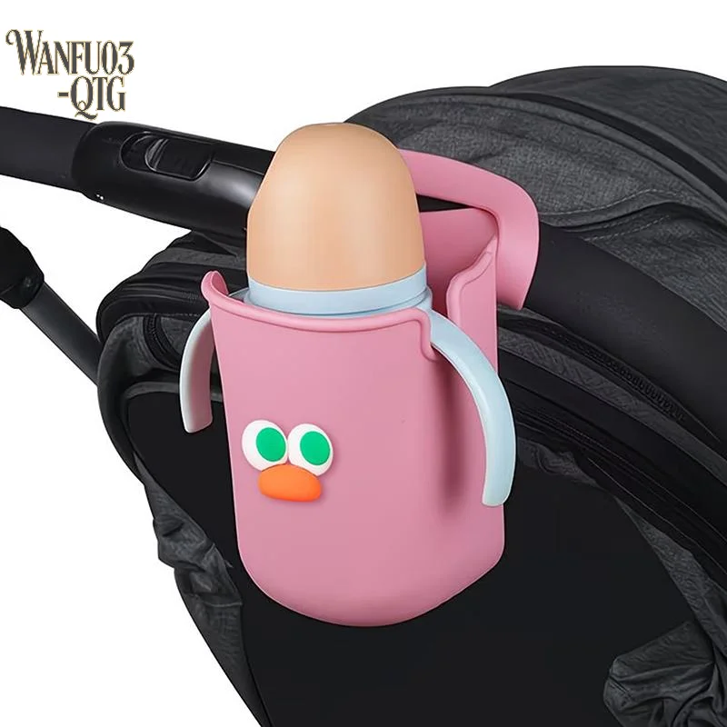 Hot Sale Soft Silicone Stroller Cup Holder with Cute Cartoon Face Design Perfect for Baby Strollers Car Seats Outdoor Daily Use