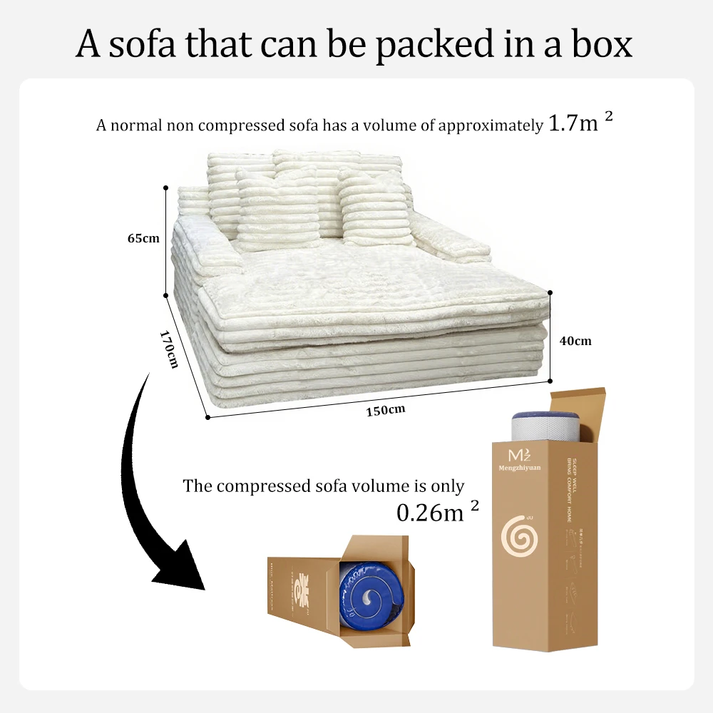 

Compressed Sofa Vacuum Roll Packed in Box, Fabric Sponge Compression Sofa Set for Living Room, Direct Factory From Foshan China