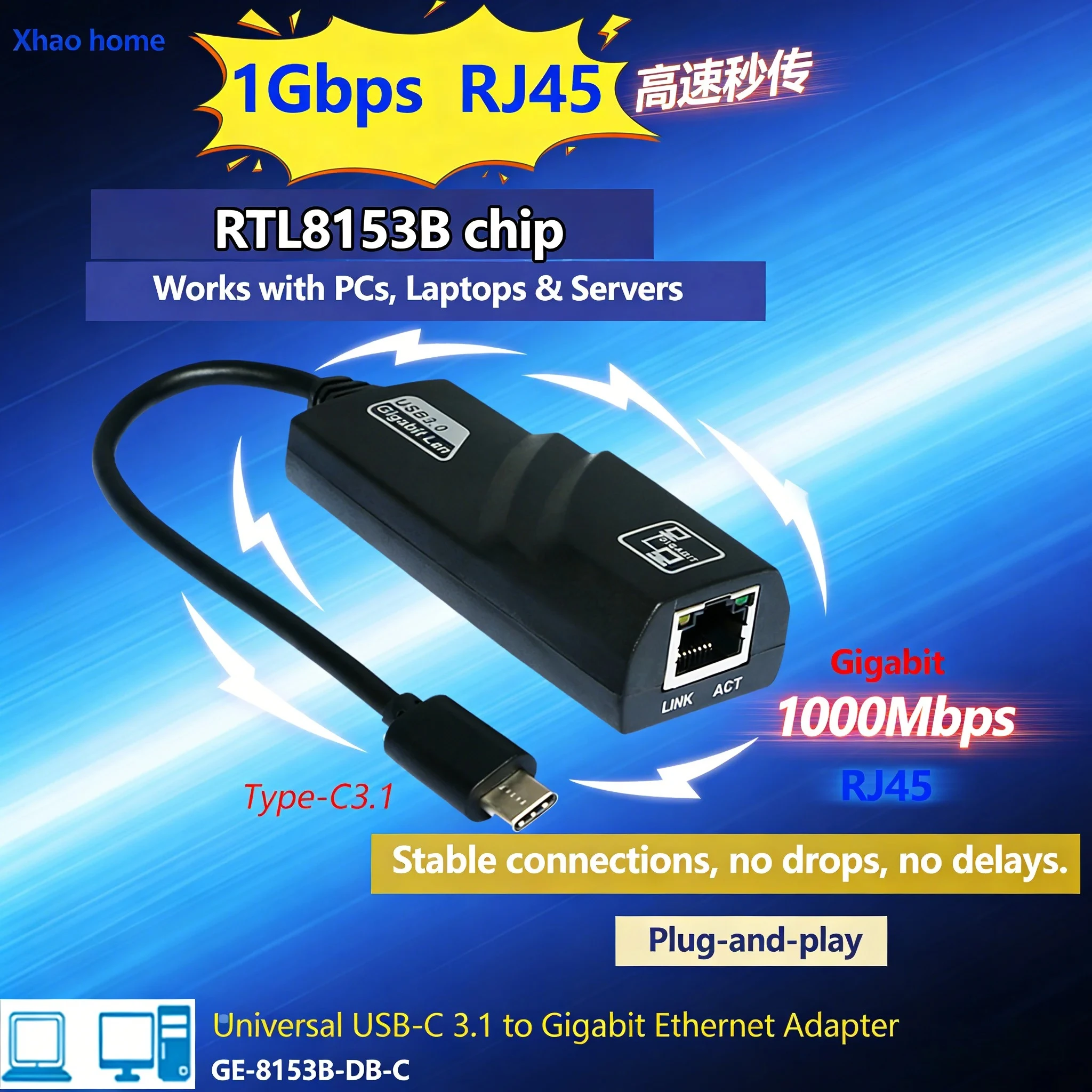 1000mbps-usb-to-rj45-lanアダプター、windows-mac-linux、ラップトップ、xiaomi-tvボックス、pc用のtype-cポートエクスパンダー、プラグアンドプレイネットワークカード