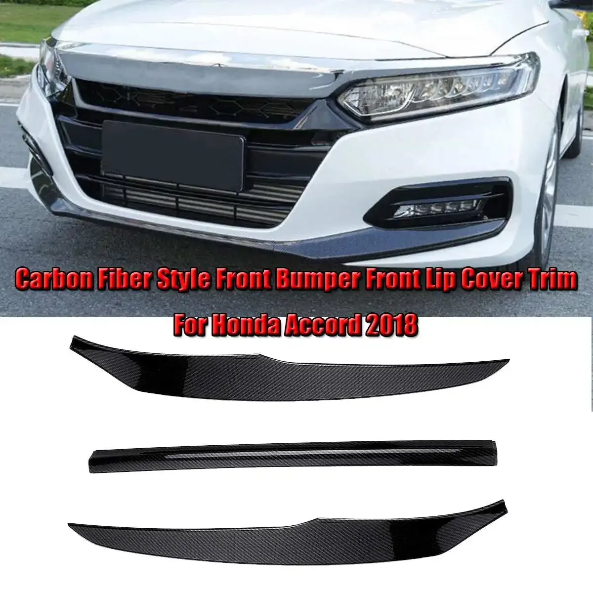 

3pcs Car Front Bumper Splitter Diffuser Lip Protector Spoiler Deflector Lips For Honda For Accord 2018 Front Bumper Cover Trim