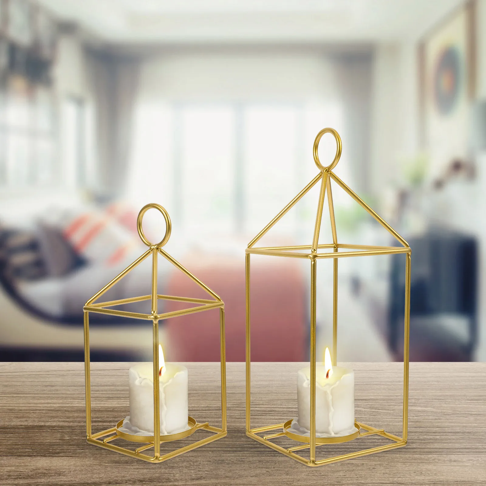 

2pcs Iron Holder Sturdy Vintage Style Table Centerpiece Home Decor Party Metal Stand Simple Design Household For Tealight