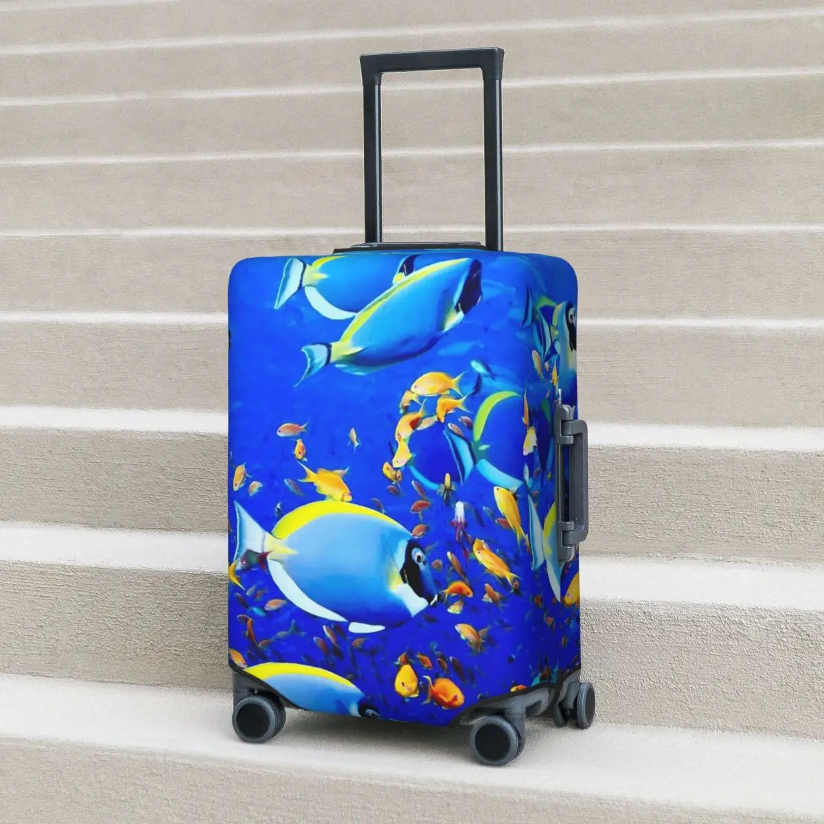 

Tropical Marine Suitcase Cover Colorful Fish Print Strectch Business Protector Luggage Case Holiday
