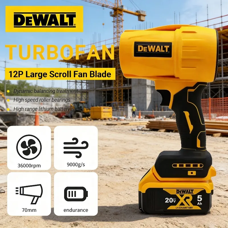 

Портативный фен Dewalt, беспроводной ручной вентилятор, 20 000 об/мин, бесщеточный турбовентилятор, перезаряжаемый инструмент для удаления пыли
