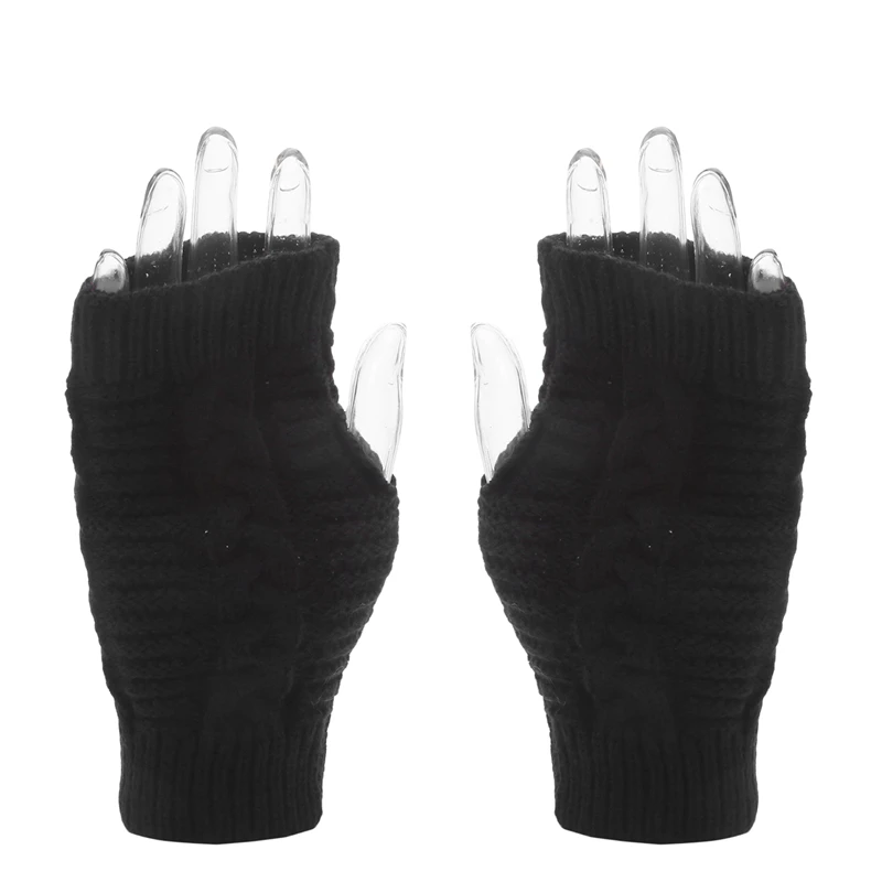 Fashion Unisex Men Women Knitted Fingerless Winter Gloves Soft Warm Flexible Glove