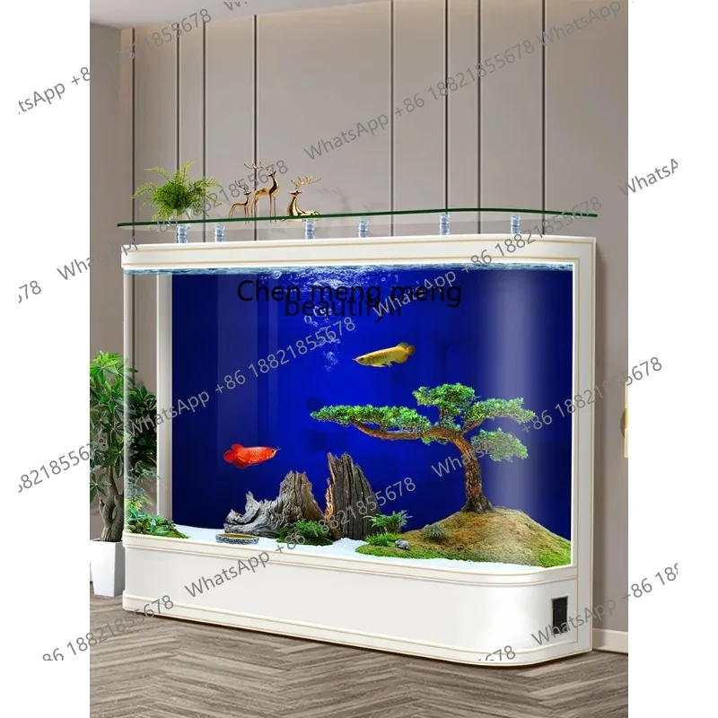 S7486 ss Semicircle Covered Household Fish Tank Living Room Small Ecological Loop Filter Integrated Back Filter Viewing Aquarium