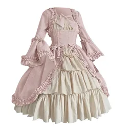 Sweet Lolita Dress Women Elegant Gothic Court Long Sleeve Square Collar Patchwork Bow Princess Dresses Girly Kawaii Vestidos