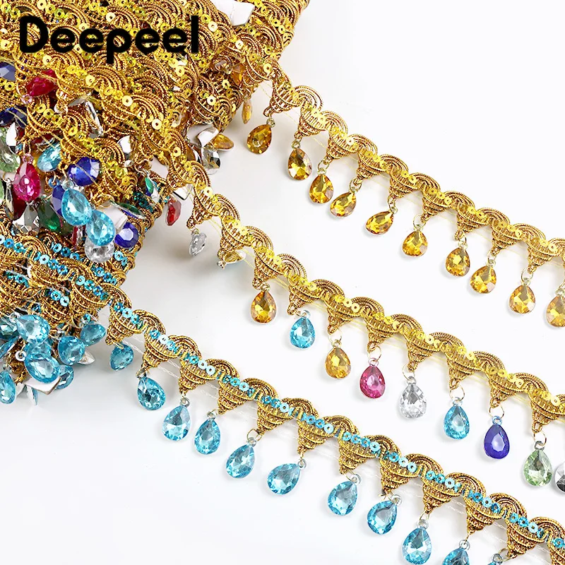 

1-5Meters 45mm Rhinestone Tassel Fringes Sewing Latin Dress Decor Lace Trim Garment Trimmings Fringe Tassels Crafts Materials