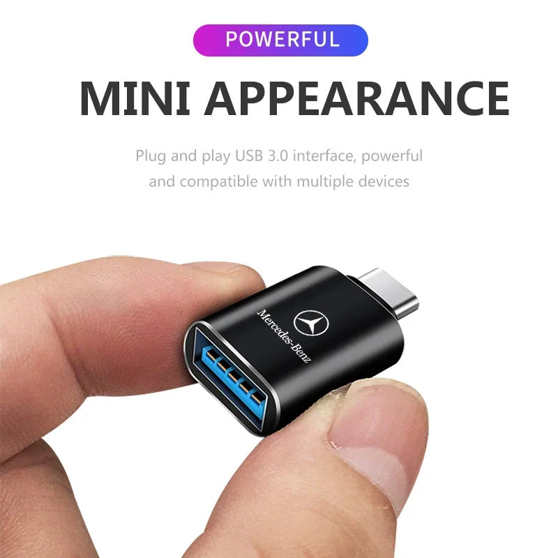 1pcs Car Type-C To USB 3.0 Interface Mini Converter Charging Adapter for Mercedes Benz B/C/E/S Class A Class C200L GLC GLK CLA