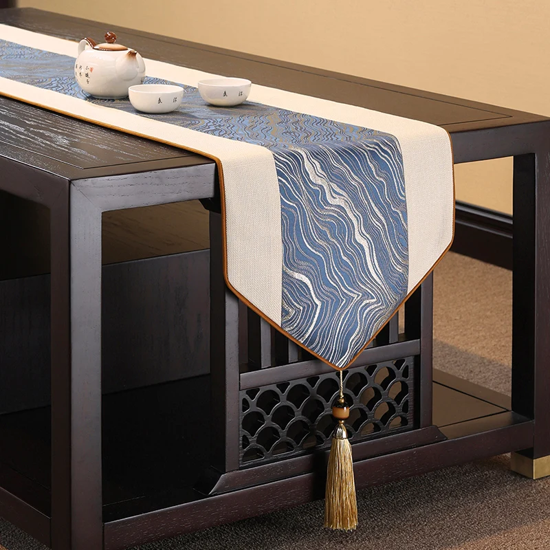 New Chinese-style Light Luxury Striped Table Runner Tablecloths Coffee Tables Tea Flags Tea tablecloths TV Cabinets Cover Cloth