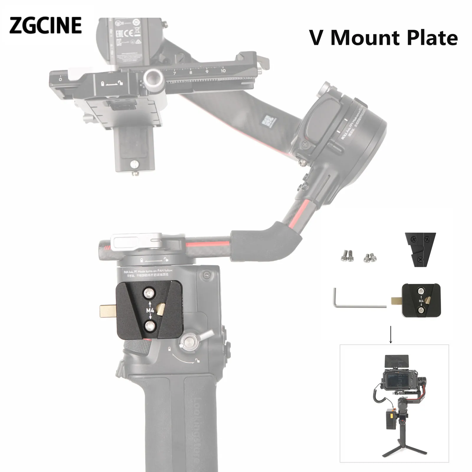 Plaque Batterie V-Mount Sirui SC-VM-A - Double Pince 15 Mm + Multi-Montages - Alimentation Caméra Photo Vidéo