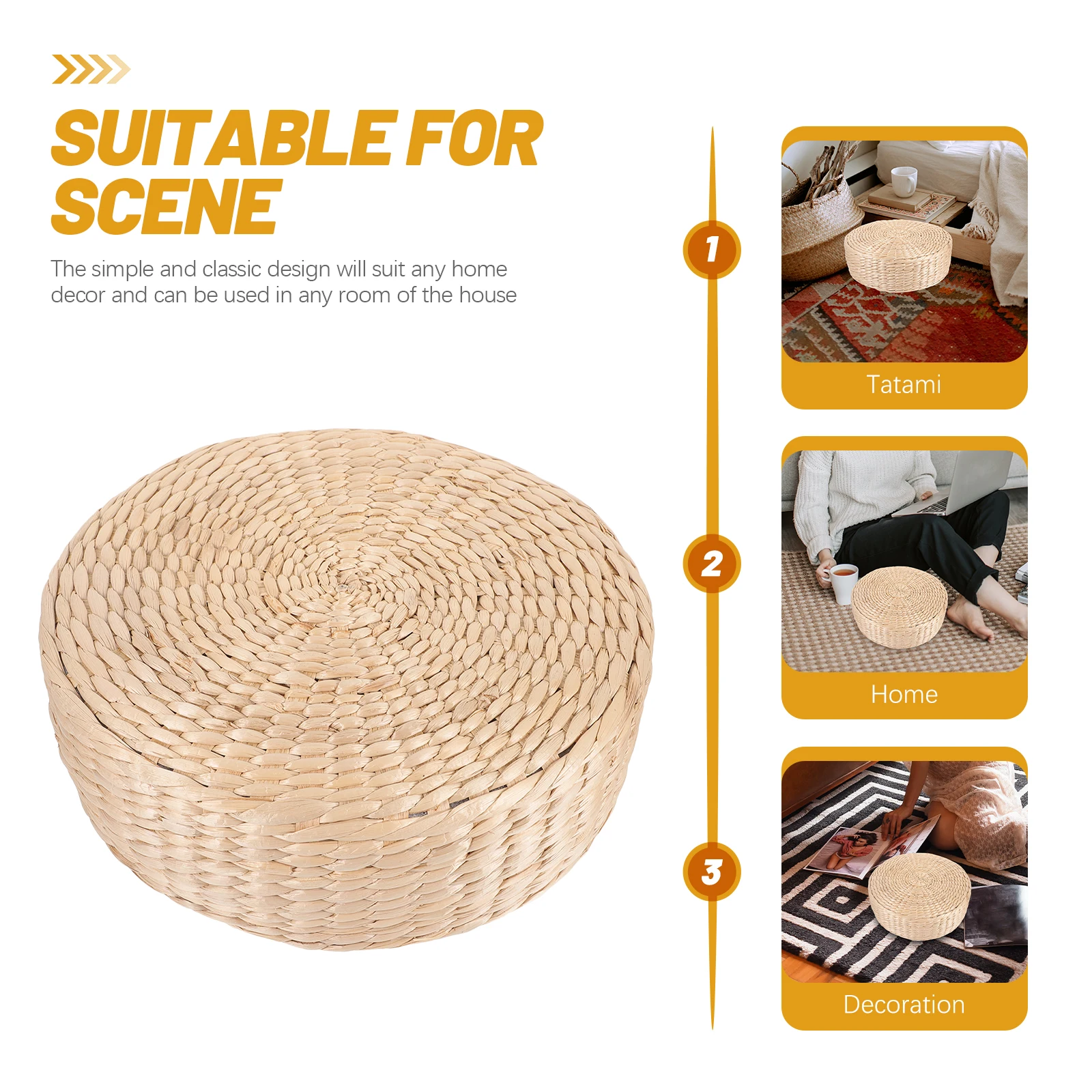 

Straw Woven Cushion 30CM Diameter 10CM Height Comfortable Mat for Bedroom Living Room Meditation Yoga H made Floor Pouf