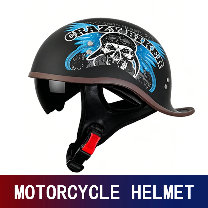 New Motorcycle Helmets for Men and Women Retro Semi-Helmet Cruise, Motorcycle Helmet, Light and Breathable, Summer American Helm