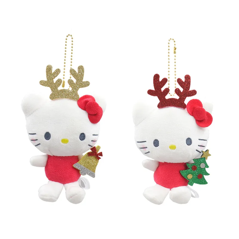 Hello Kitty Christmas Plushes Doll Hangings Sanrio Anime Stuffed Animals Ornaments X-mas Tree Decoration Pendant Kids Toys Gift