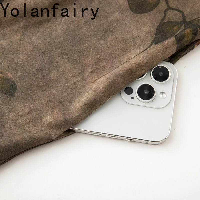 YOLANFAIRY Sukienka damska letnia luźna maxi bez rękawów z jedwabiu morwowego 93%, vintage, róża, z kieszenią