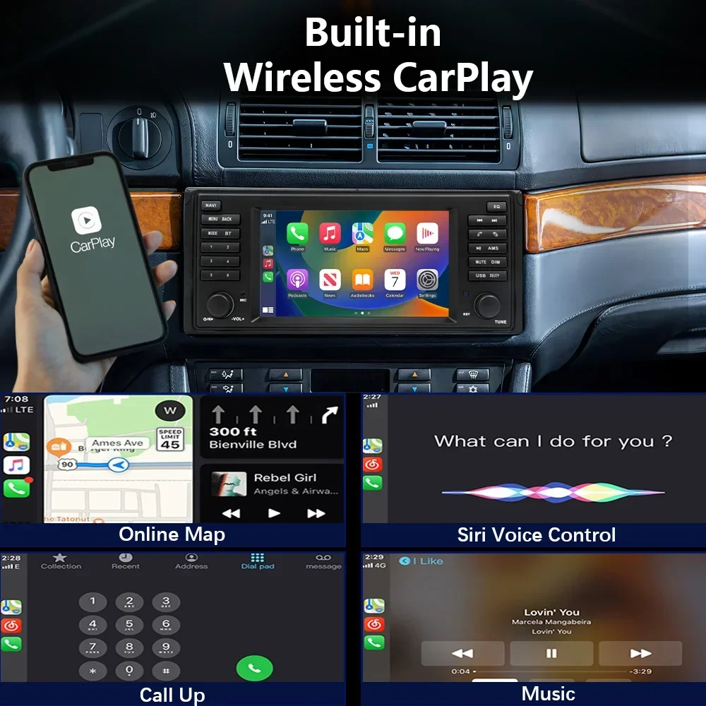 CHSTEK Car Radio Android 13 Qualcomm for BMW E53 5 Series E39 M5 1995-2003 Wireless CarPlay Navigation Multimedia Player WiFi 4G