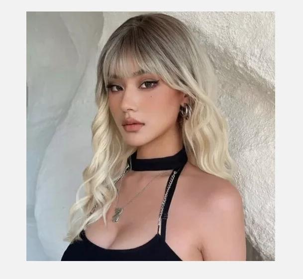 Novas perucas longas loiras claras onduladas femininas lindas 24 polegadas