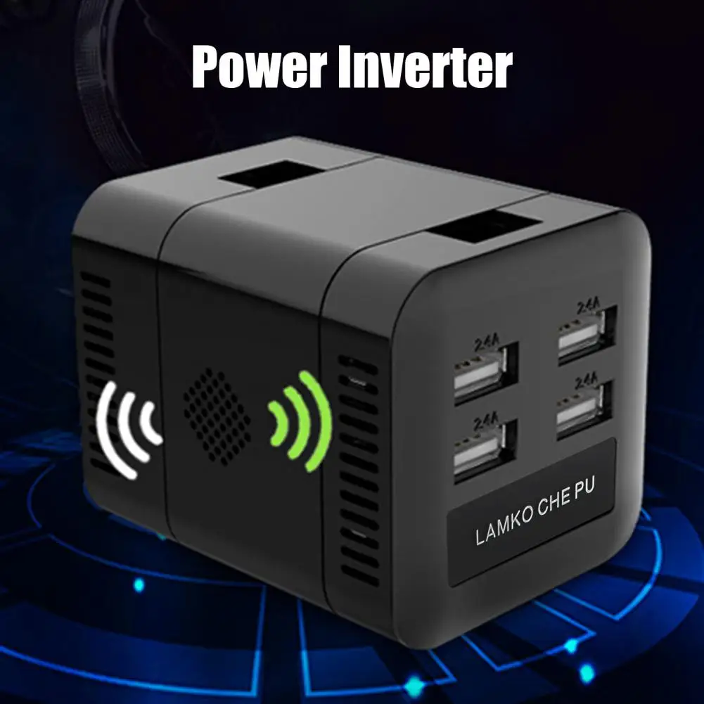 

Car Inverter 150W 12V/24V To 110V/220V Cigarette Lighter Power Supply Inverter Adapter with QC 3.0 USB Charger Fast Charging