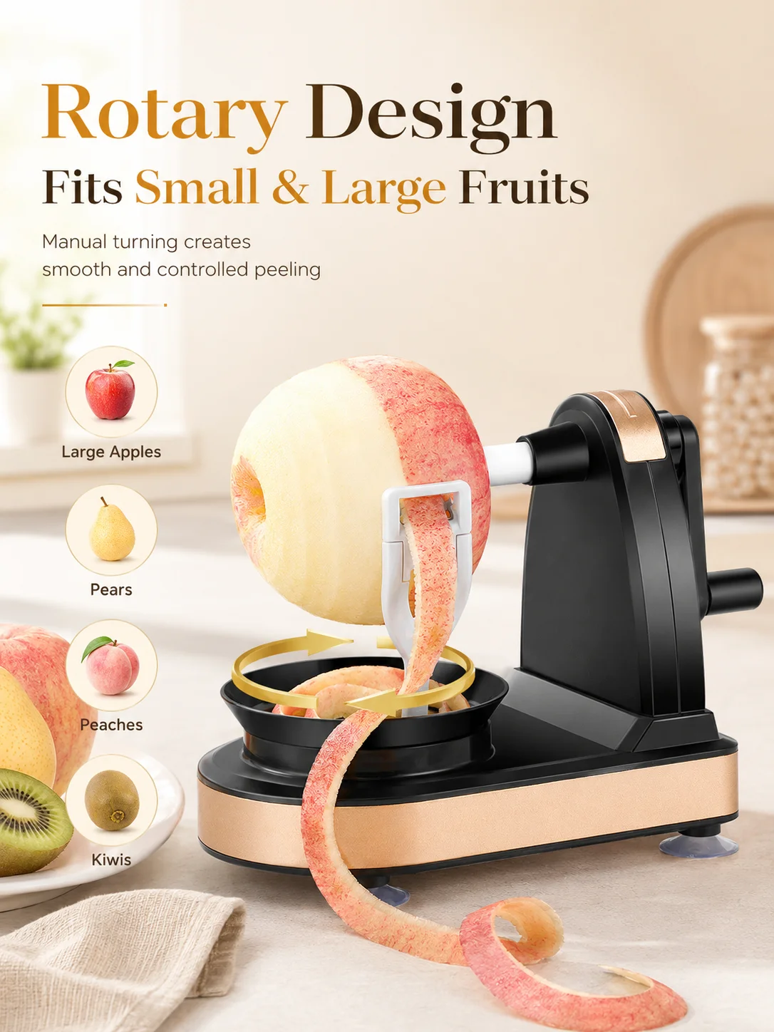 Rotary Fruit Peeler Ultra Thin Skin Remover Hand Crank Apple Potato Pear Peeler Practical Household Kitchen Peeling Gadget