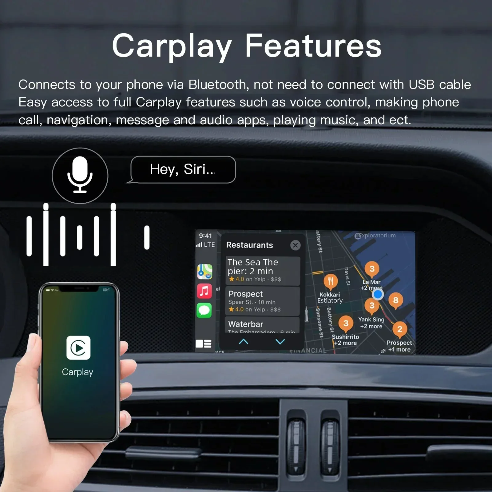 AUTOABC Wireless Carplay Adatto Per Mercedes Benz ABCE CLA GLA GLK ML Sprinter NTG4.5 Becker Modulo Android Auto Navigazione