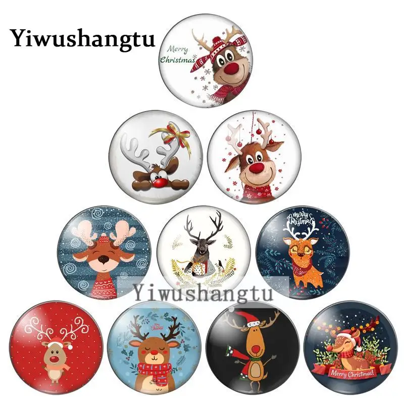 Image of Cartoon schöne deer Weihnachten Glück 8/10mm/12mm/18mm/20mm/25mm Runde foto glas cabochon demo flache rückseite, Die entdeckungen ZB0543