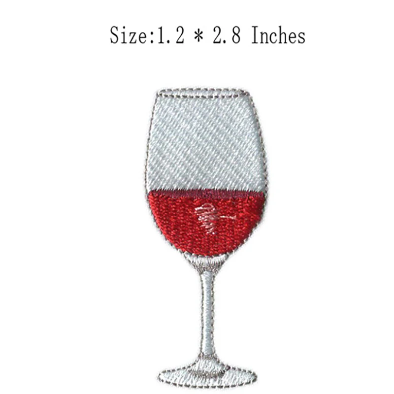 Fine Red Wine Glass Beer Cup Coffee Bottle Martini Perfume Drink Embroidery Patches for Clothing Iron on Clothes Appliques Badge