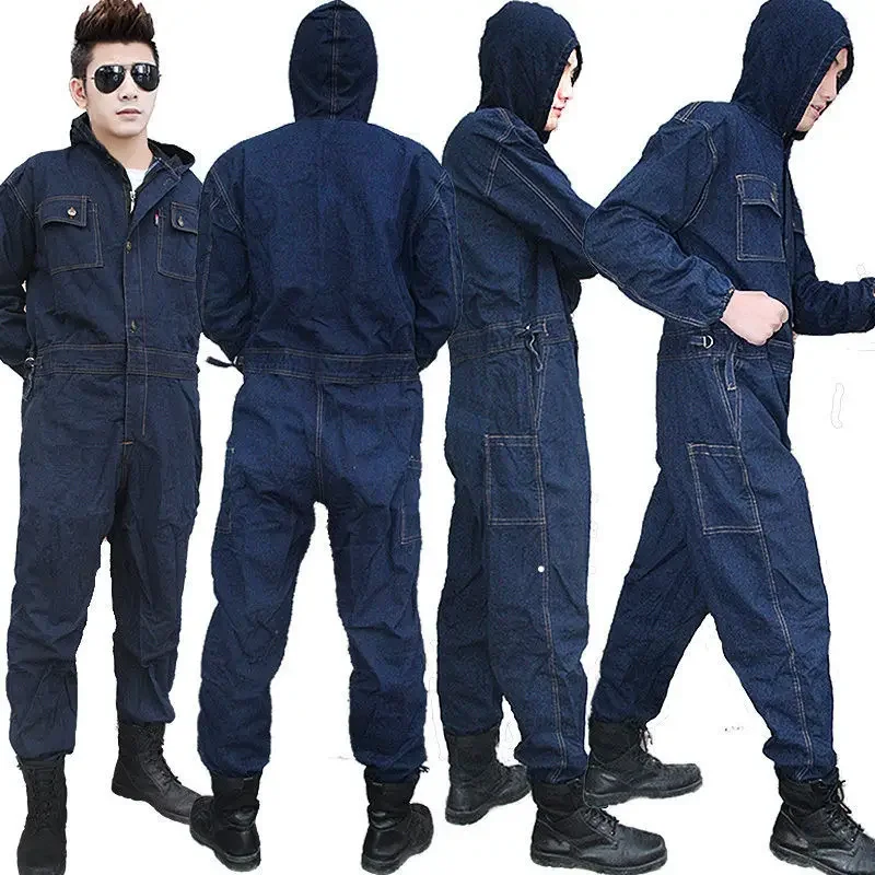 Cosplay Work Overall Uniform Unisex Working Coverall Car Jumpsuit Denim Electric Welding Suit Labor Clothes Repairman Workwear