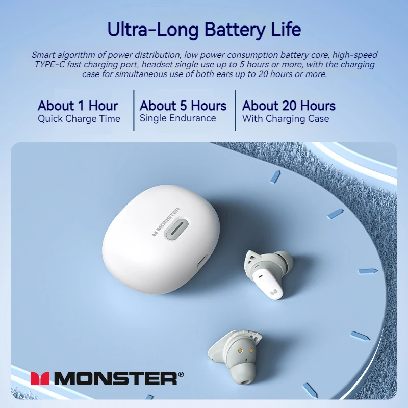 Monster n-lite 206 ture fones de ouvido sem fio intra-auriculares invisíveis bluetooth com cancelamento de ruído fone de ouvido esportivo com microfone fones de ouvido