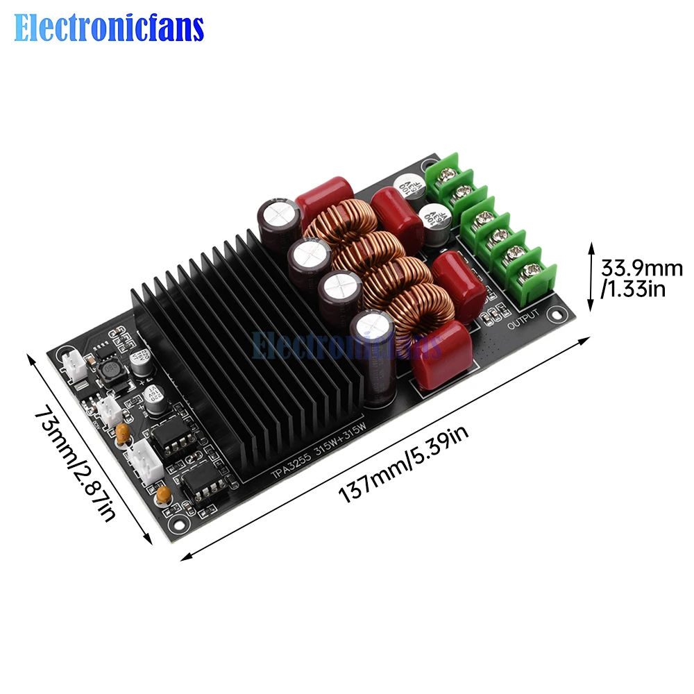 ハイパワーデジタルアンプボード、フィーバーhifi、デュアルチャンネル、2x300w、tpa3255、600w