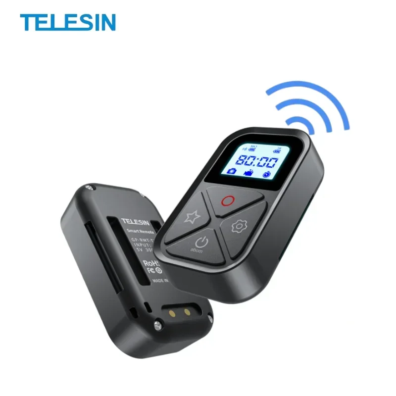 TELESIN 80M Wifi Bluetooth Remote Control for GoPro Hero 13 12 11 10 9 8 Max With LED Screen Display For Go pro Camera Accessory