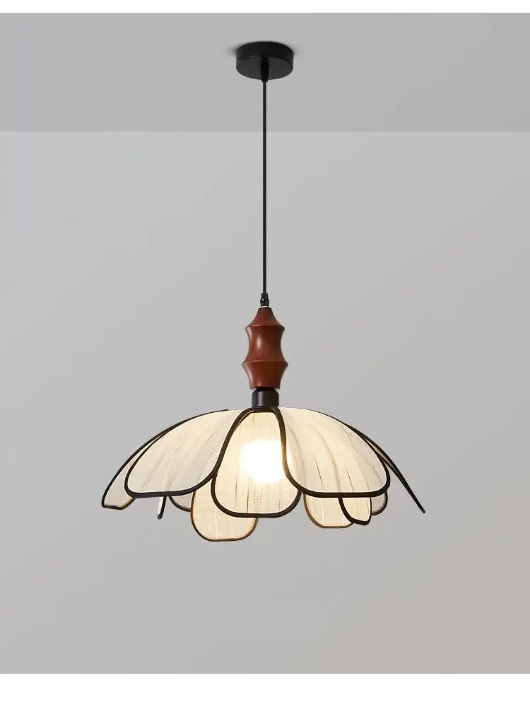 Creative Linen LED Ceiling Lamp with Surface Lighting Flower Hanging Pendant Light for Dining Room Restaurant Decor