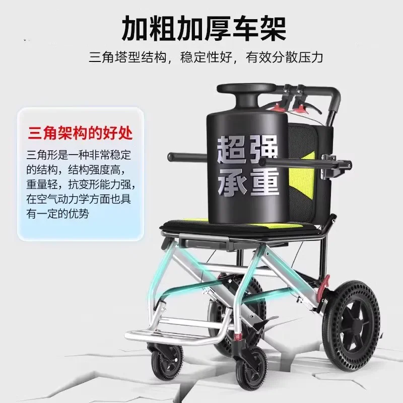 Ultra Lightweight Foldable Wheelchair for Elderly and Disabled Small Portable Travel Trolley Easy to Carry