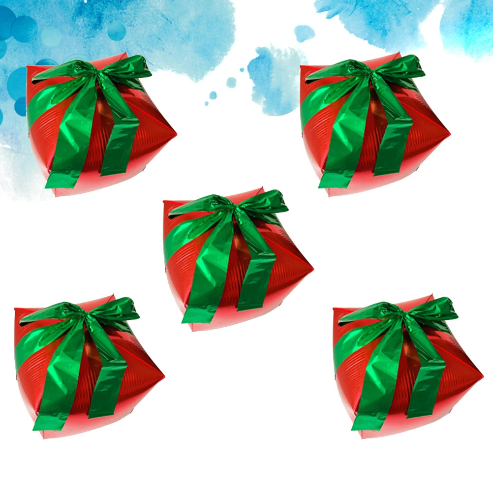 

5Pcs Christmas Aluminum Foil Balloons Gift Shape Perfect Party Decoration Bright Color Festival Supplies Photo Props
