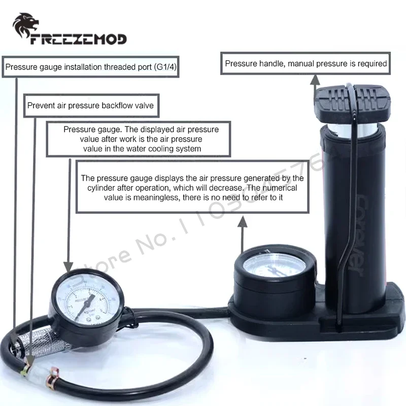FREEZEMOD Water Cooling Leak Tester Device, Air Pressure Test Tools Kit Double Barometer  QYCL-2P