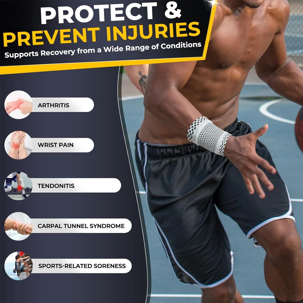2PCS Wrist Compression Sleeves,Compression Wrist Support for Improved Circulation,Recovery,Elastic Wrists Bands for Men & Women
