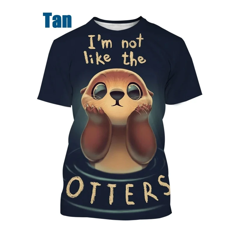 

2024 Unisex Summer T-shirt Popular 3d Animal Print Otter Casual Cute Short Sleeve Breathable Loose 4xl T Shirt Men Tops Tees