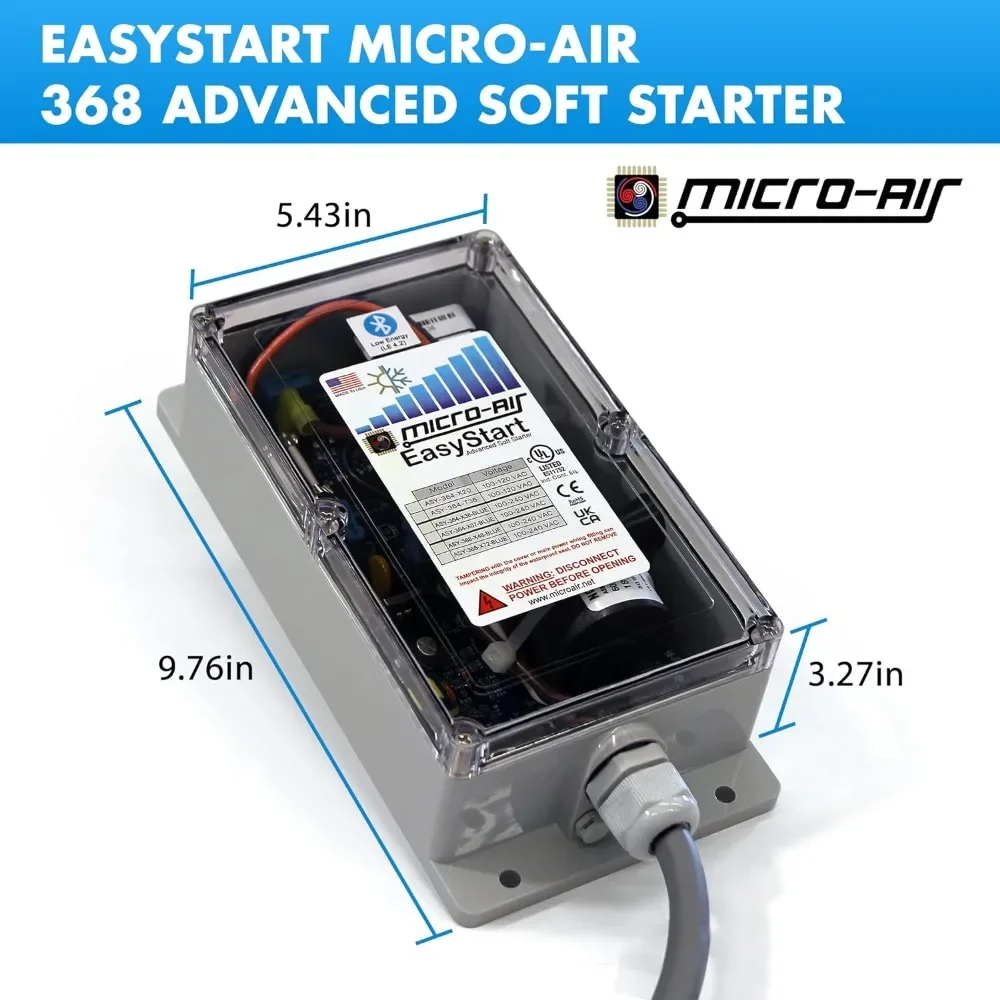 

MicroAir EasyStart 368 Soft Start (ASY-368-X48 BlueTooth), Air Conditioner Soft Start Works with Generator, Start Conditioners