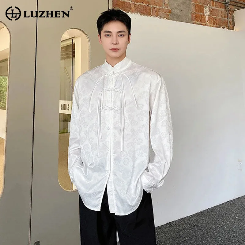 

LUZHEN 2026 Spring Chinese Style Long-sleeve Shirt Men's Original High Quality With Buttoned Satin Jacquard Male Tops New JY6444